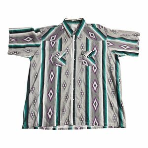 King Size Men’s 3XL Western Pearl Snap Shirt Southwestern Black Green Purple